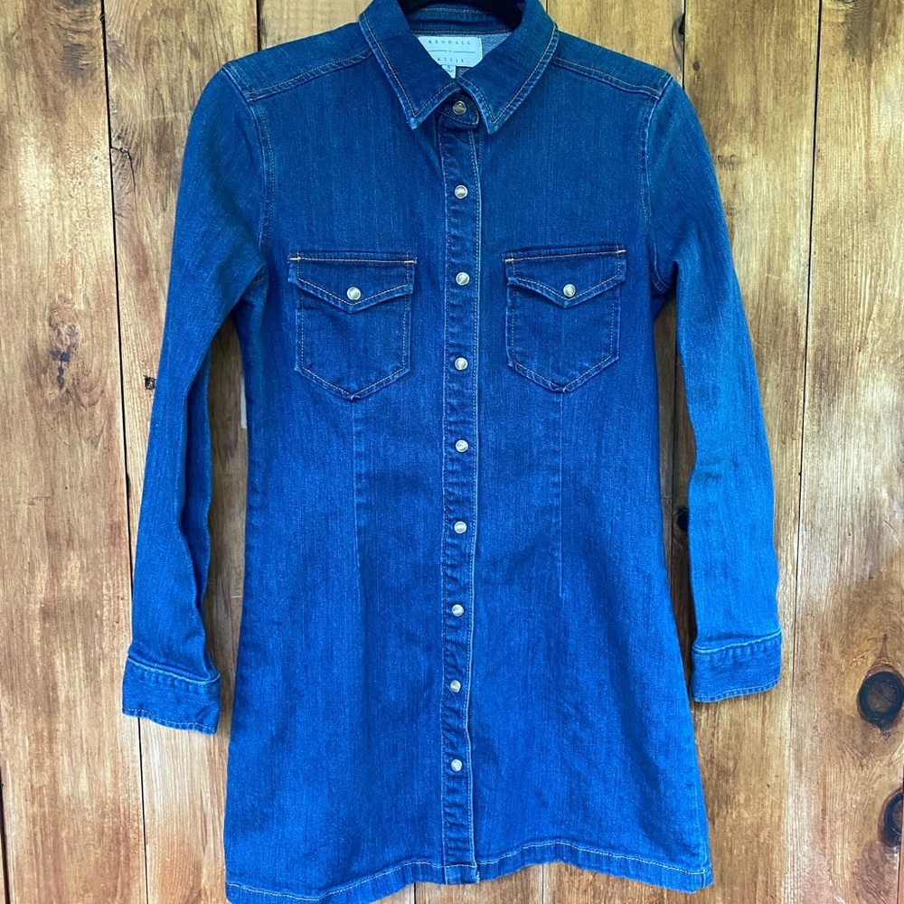 Kendall & Kylie Long Sleeve Denim Snap Front Dress Size S